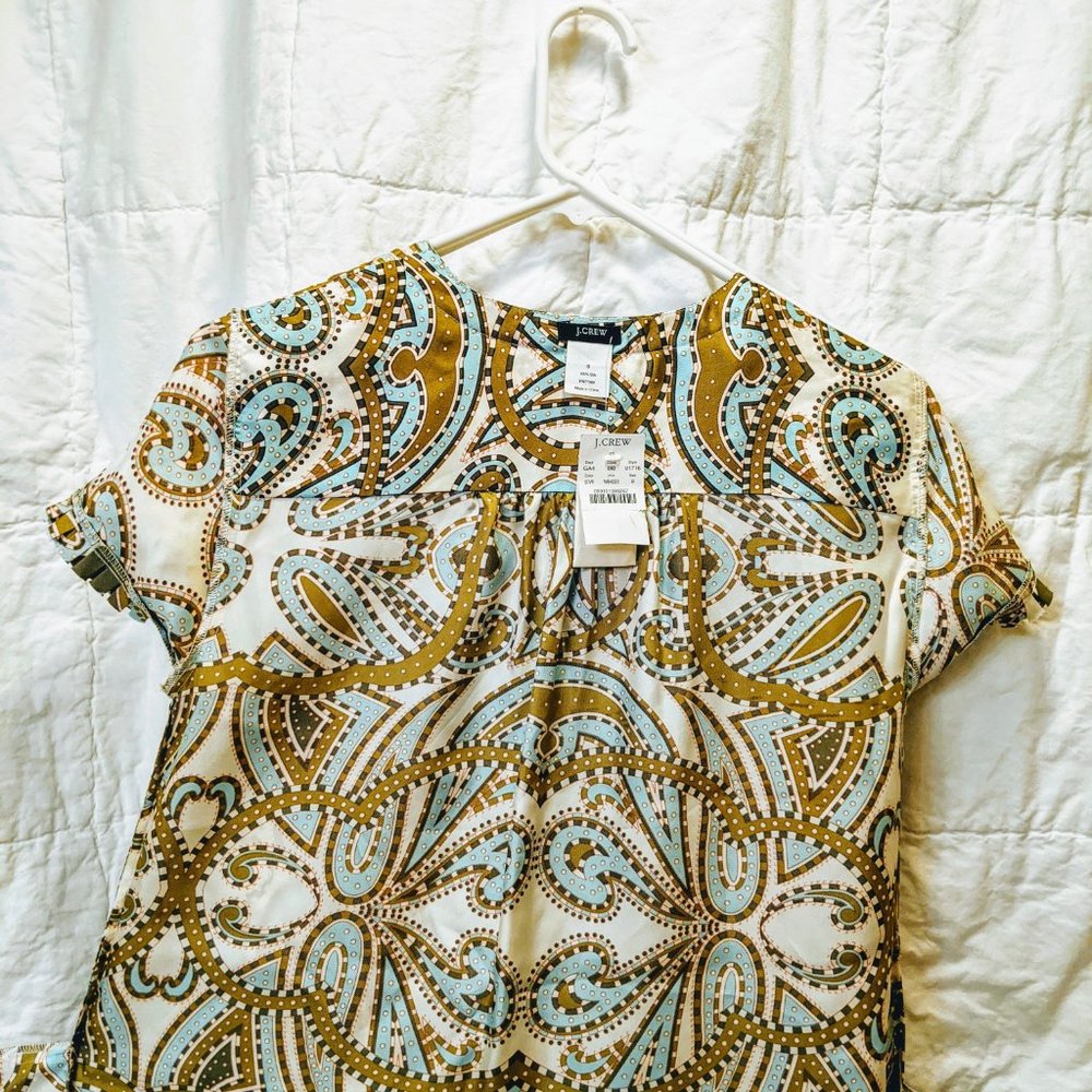 J Crew "vintage" silk blue and brown dress - Picture 10 of 13